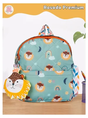 Rosada Fancy Lion Printed Backpack for Kids With Matching Keychain hanging Waterproof Trendy and Spacious Kids Backpack Stylish Bag for Kids Large(13 Inches)