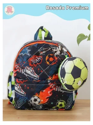 Rosada Soccer Printed Backpack for Kids With Matching Keychain hanging Waterproof Trendy and Spacious Kids Backpack Stylish Bag for Kids Medium(11 Inches)