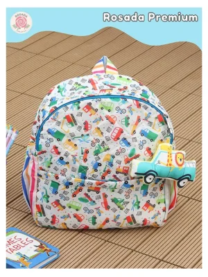 Rosada Cars Printed Backpack for Kids With Matching Keychain hanging Waterproof Trendy and Spacious Kids Backpack Stylish Bag for Kids Small(10 Inches)