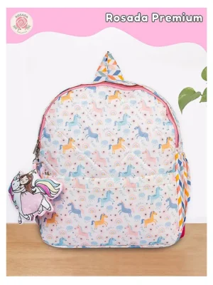 Rosada Unicorn Backpack for Kids With Matching Keychain hanging Waterproof Trendy and Spacious Kids Backpack Stylish Bag for Kids Large(13 Inches)