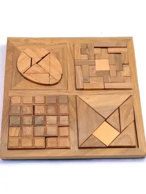 4in1 Wooden Puzzle Tray BrainBoosting Challenge for Kids (6+) Unique MultiPattern Puzzle Set