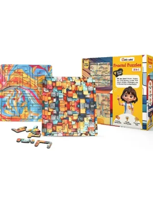 2 in 1 Fractal Puzzle for Kids Age 6+ YearsWooden Puzle Game2 Different PatternFun & Challenging Brain Teaser Toy for Kids