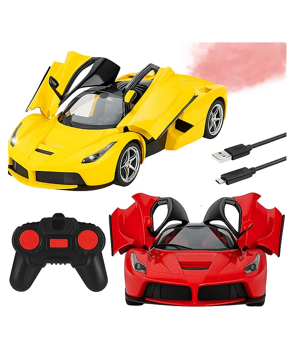 Super Toy SUPER TOY Open Door Remote Control Car High Speed Sports RC Car Spray Booster Rechargeable Toy for Kids with Charging Cable Birthday GiftAssorted Color As Per Availability