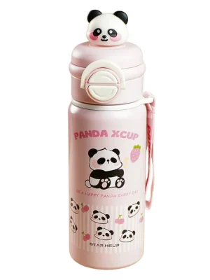 3D Panda Strips Print Stainless Steel Bottle Strips Pink 550ml