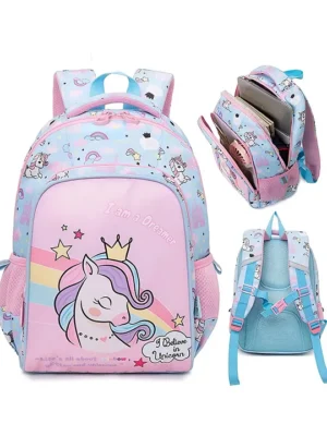 Flaze FLAZE School Bags Cute Unicorn Backpack For Kids With Adjustable Straps Premium Design Bag For Kids Best For School Picnic Holidays (Height 14 Inch Multicolor)(color n design may vary)
