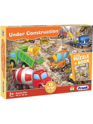 Under Construction Puzzle Game 15 Pieces & Story Book Multicolour