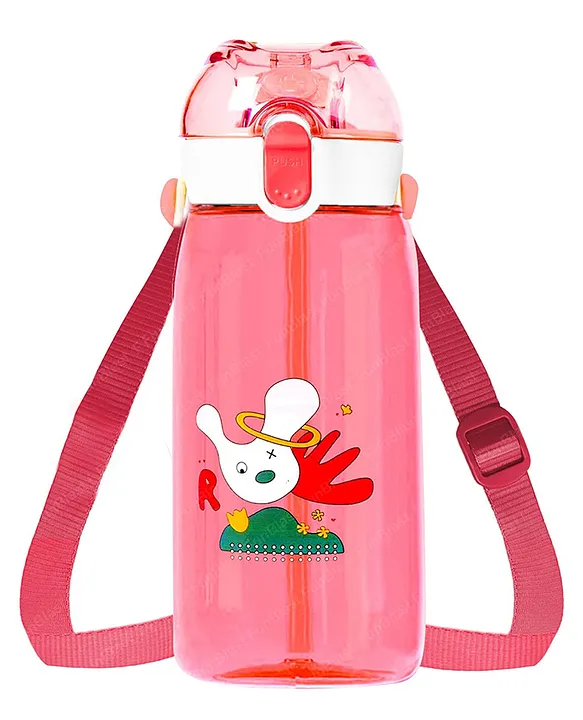 Rabbit Theme Water Bottle with Sipper for Kids 550 ml Multicolor