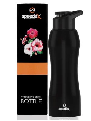 Hydrate Stainless Steel 1 Liter Water Bottle for Men Woman and Kids (1000 ml Black Sipper)