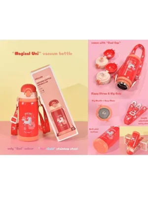 Magical Uni Hot & Cold Vacuum Water Bottle with Dual Cap Random Print 450 ml
