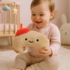 Croissant Shape Soft Plush Toy Beige Height 19 cm