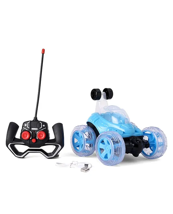 SEEDO 1:18 Scale 4Wheel Drive Remote Controlled Big Stunt Car with Light & Music 360 Degree Rotation Blue