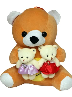 Teddy with Baby Soft Stuffed Plush Toy for Kids Boys & Girls Birthday Gift (Color: Brown Size: Length 30 cm)