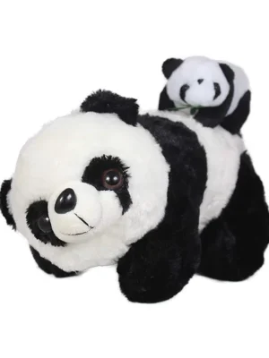 Mother Panda with Baby Soft Stuffed Plush Animal Toy for Kids Boys & Girls Birthday Gift (Color: Black Size: Length 26 cm)