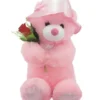 Teddy with Rose Soft Stuffed Plush Toy for Kids Boys & Girls Birthday Gift (Size: Length 45 cm; Color: Pink)