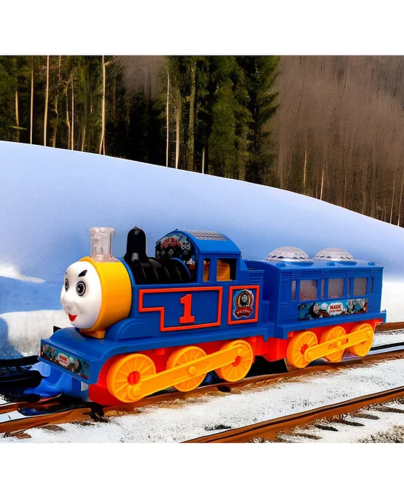 WOW TOYS Delivering Joys of Life WOW Toys Delivering Joys of Life Magic Little Train Engine with Lights and Sound Blue and Orange