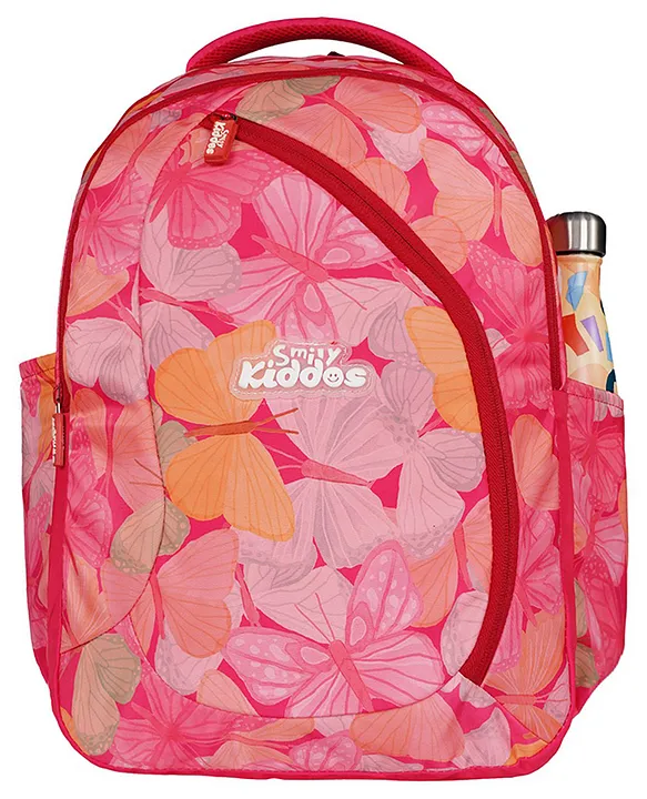Smily Kiddos Bella Butterfly Print School Backpack Red Height 19.5 Inches