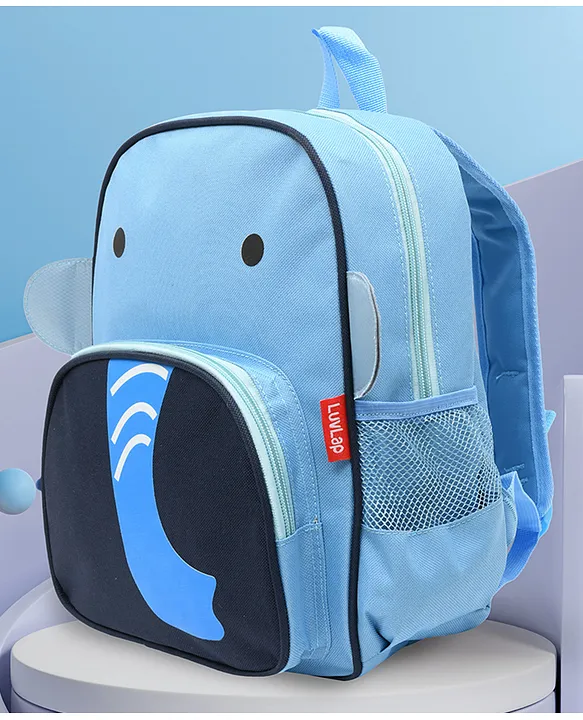 Luv Lap Backpack With Elephant Print Light Blue Height 12.2 Inches