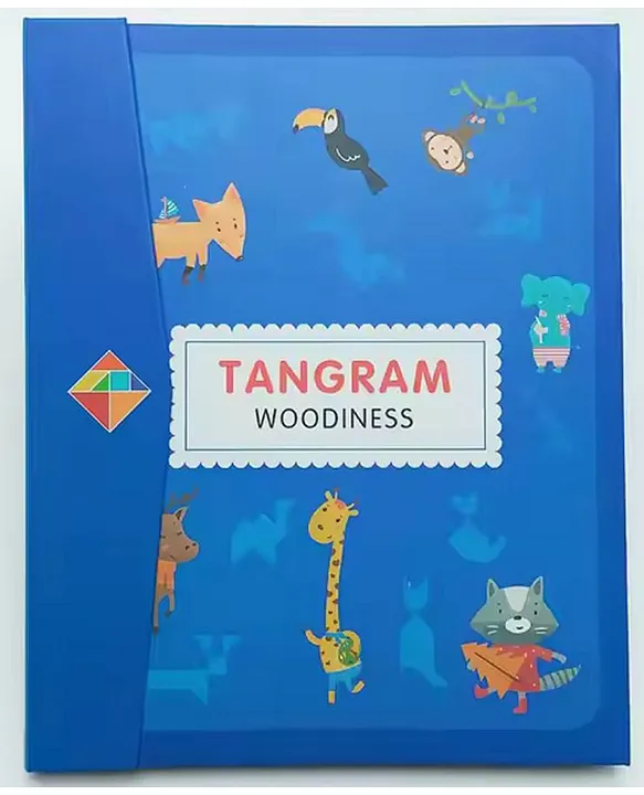 Happy Hues Travel Wooden Magnetic Tangram Puzzle 7 Magnetic Pattern Block Book with Challenges & Solution3D Puzzle Road Trip Game