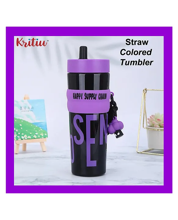 Printed Tumbler With LidSipperBPA FreeLeak ResistantFreezer Safe 950 mlPerfect for Kids And Adults Purple