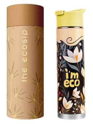 ECOBLOOM Bamboo Printed Water Bottle 450ml Yellow