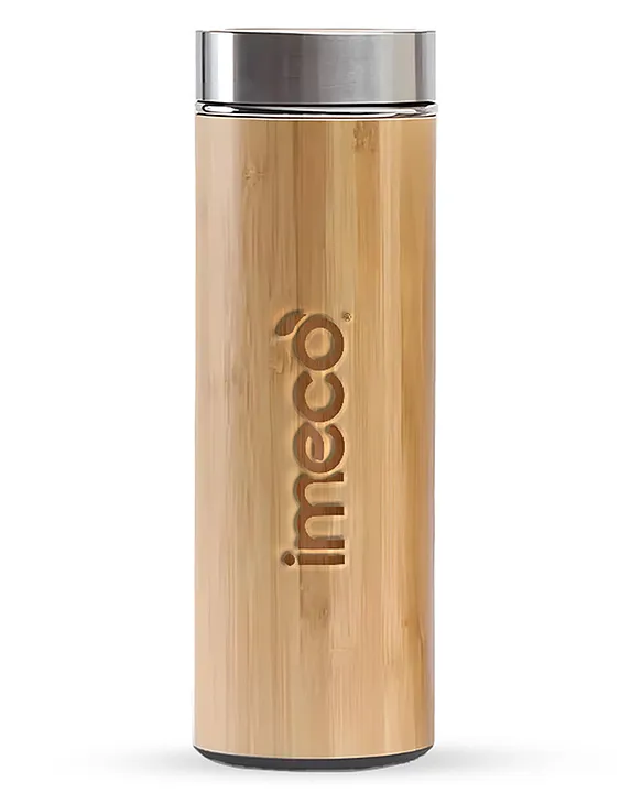 ECOPOUR Flat Head Bamboo Bottle with Stainless Steel Lid 450 ml Pack of 1