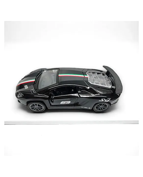 Flyers Bay The 1:32 Scale DieCast Metal PullBack Action Openable Doors Premium Car Toy for Kids Realistic Miniature Model Gift 2+yrs Girls Boys (Black)