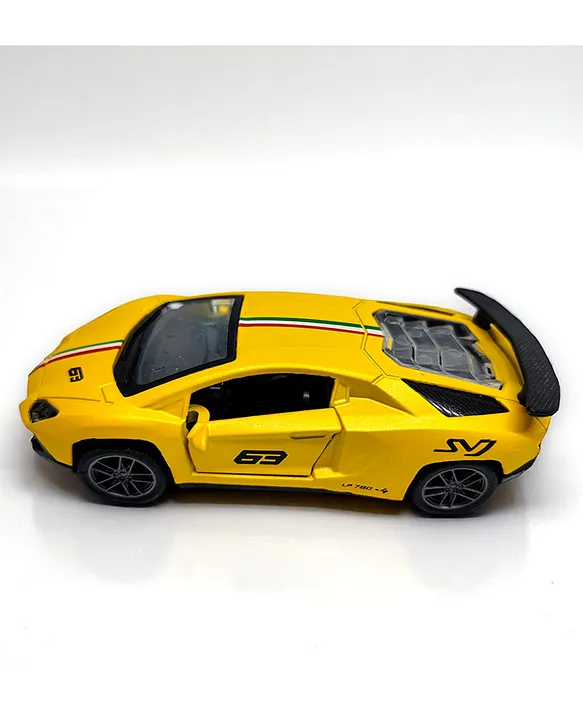 Flyers Bay The 1:32 Scale DieCast Metal PullBack Action Openable Doors Premium Car Toy for Kids Realistic Miniature Model Gift 2+yrs Girls Boys (Yellow)