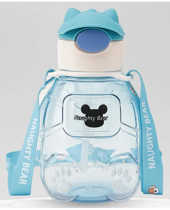 Naughty Bear 750 ml BPAFree Leak Proof Push Lock Water Bottle Sipper for Kids School 1pc Random Color