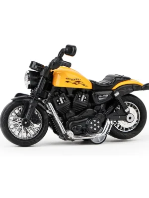 Fiddlerz 1:14 Scale Die Cast Motorcycle Toy for Kids with Pull Back Action Stunt Driving Feature and Realistic Design Durable Metal Bike Model for Boys and Girls Age 3+ (Random color) Pack of 1
