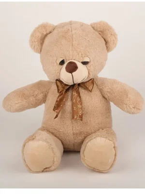 Dukiekooky Brown Dream Bear Plush Toy Soft Stuffed Teddy with Brown Accents and Decorative Ribbon Height 40 cm