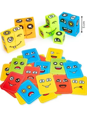 Face Twist Mind Puzzle Cubes Fun with Faces & Emotions Multicolor
