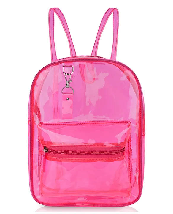 Echo Boomers Stylish Transparent Jelly Backpack Pink Height 11 Inches