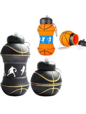 550 ml Silicone Expandable & Foldable Basketball Water Bottle Expandable Soft Water Bottle Boys &girls Gymsportsschool Office Pack of 1 Color May Vary