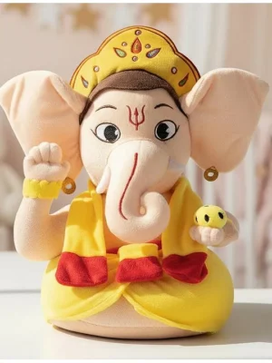 Baby Lord Ganesha Mantra Chanting Musical Soft Plush Toy for Kids (Height 35 cm)