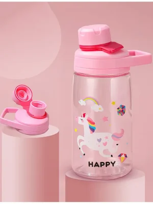 Joy Baby Sipper Water Bottle for Kids SpillProof & BPA Free Safe Sippy Water Bottle 480ml for Kids Drinking Training Sipper Bottle for School Kids & Toddlers Boys Girls (Pink)