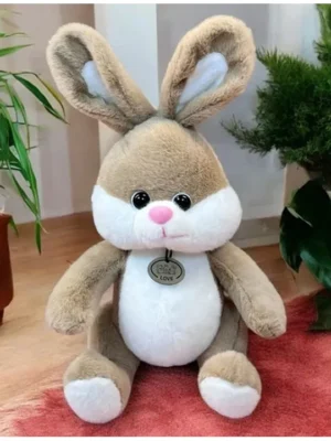 Adorable Plush Bunny Featuring Soft Beige and White Fur Height 40 Cm