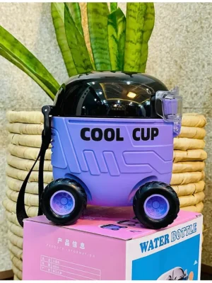 550 ml Cool Cup Shape Water Bottle Toy For Kids Durable Food Grade Tritan Water Bottle for Kids with Straw BPA Free Toddler Water Bottle Purple