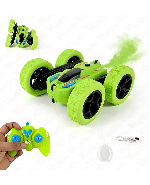 Vikrida Spray Stunt RC Cars 2.4GHz Remote Control Car with Headlights Off Road 4WD 360 Rotating RC Crawler Gifts for Boys & Girls Green Smoke Car