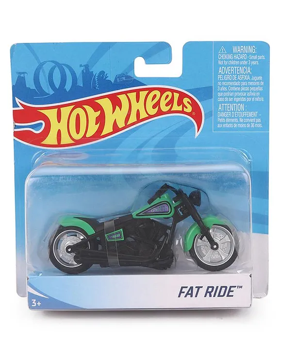 Hot Wheels Die Cast Free Wheel Fat Ride Bike Green & Black
