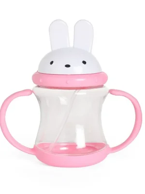 Twin Handle Sipper Cup Bunny Design Pink White 320 ml