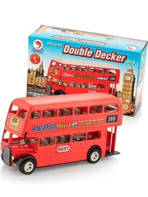 Shinsei Pull Back Action Double Decker Bus Toy Red(Color & Print May Vary)