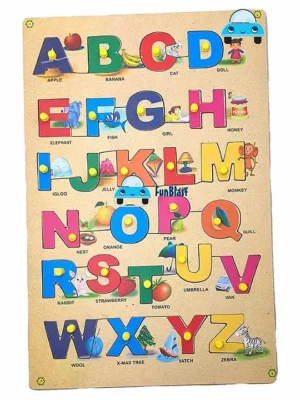 Wooden Capital Alphabet Knobs Board Puzzle Multicolor 26 Pieces