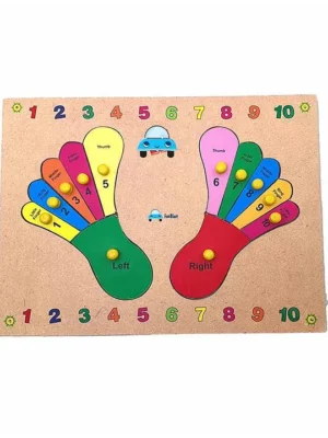 Wooden Foot Finger Knobs Board Puzzle Multicolor 10 Pieces