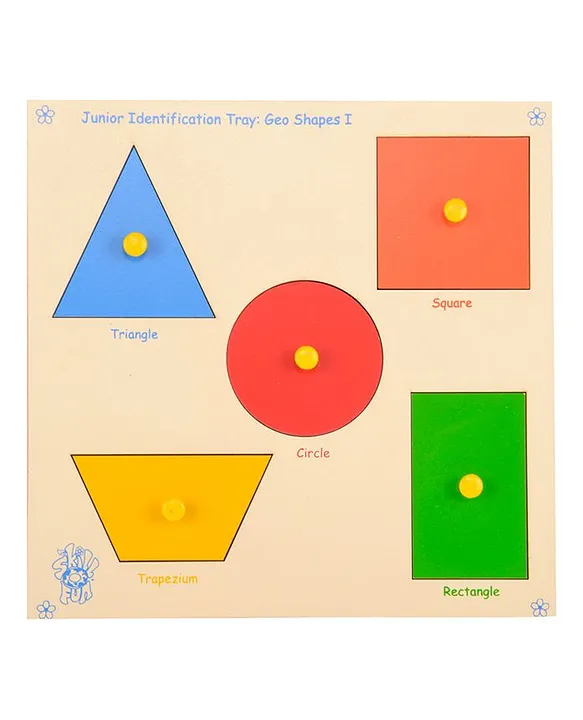 Wooden Junior Identification Tray Geo Shapes 1