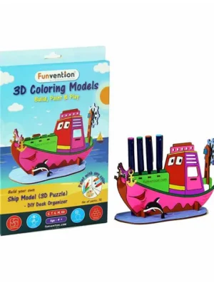 3D Coloring Model Ship DIY Puzzle Toy Multicolor