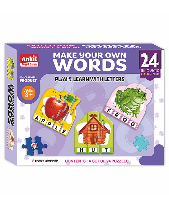 Ankit Toys Words Spelling Educational Jigsaw Puzzle Multicolor Set of 24 96 Pieces