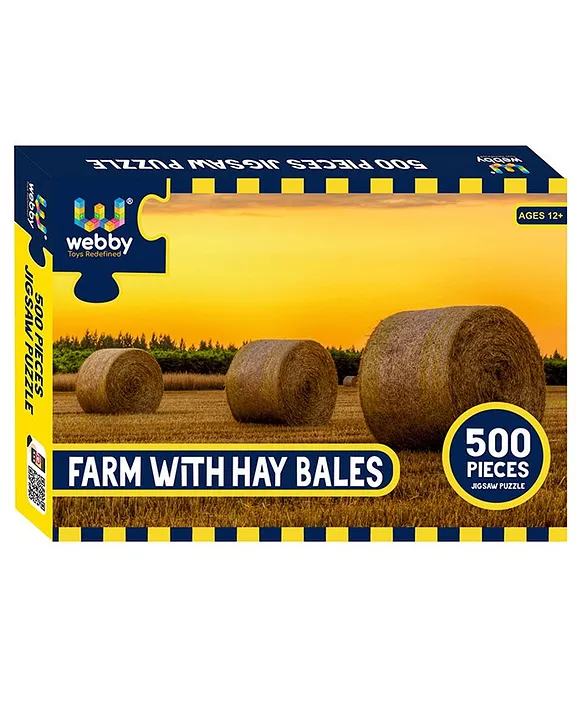 Farm with Hay Bales Jigsaw Puzzle Multicolor 500 Pieces