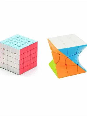 High Speed Stickerless Square & Twister Rubik Cubes Pack of 2 Multicolour