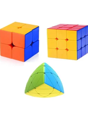 High Speed Stickerless Rubik Cubes Pack of 3 Multicolour