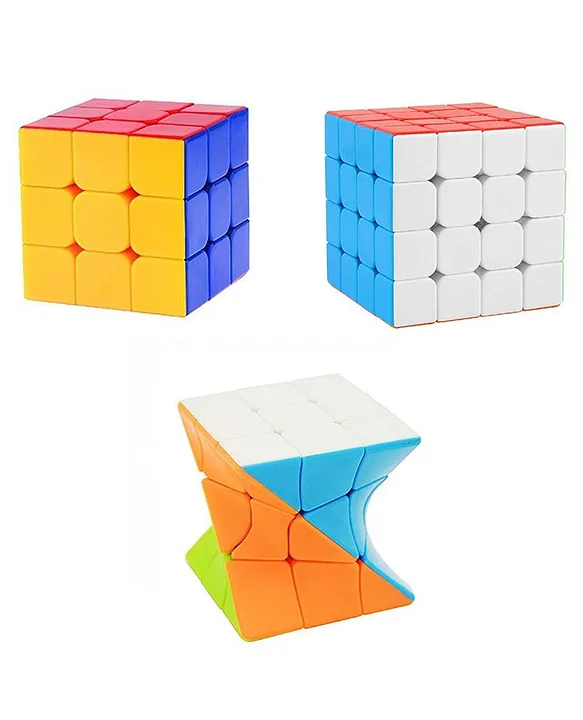 High Speed Smooth Stickerless Rubik Cubes Pack of 3 Multicolour